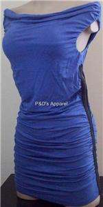 New Womens Juniors Max Rave Blue Mini Dress XS S M L  