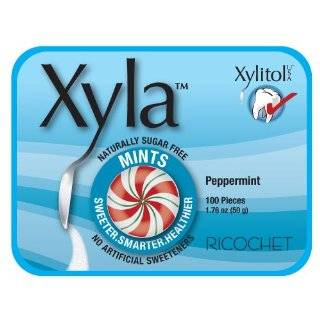 Ricochet Mints with Xylitol, Peppermint, 100 Count Mints (Pack of 6)