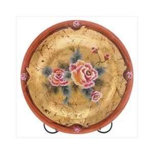  Roses Glass Plate/metal Stand