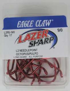 EAGLE CLAW OCTOPUS RED HOOKS L2RU 9/0 QTY. 17 PACK  