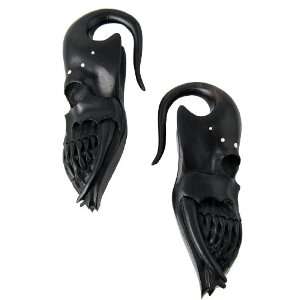  6g Horn Plug with Skull Design   4mm   Sold Per Pair 