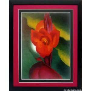  Georgia Okeefe Print Flowers Red Canna Framed & Matted A+ 