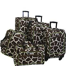American Flyer Animal Print 5 Piece Spinner Luggage   