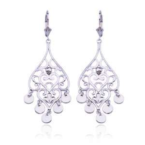  Sterling Silver Diamond Cut Filigree Earrings: Jewelry