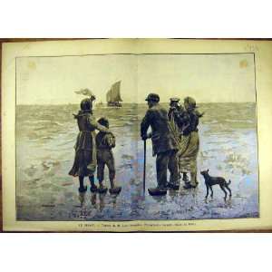    Painting Le Depart Ship Family Denneulin 1886 Salon
