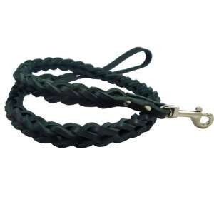  Black Genine Soft Leather Braided Dog Leash 45 Long 4 