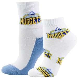   Nuggets Ladies White Quarter & Footie 2 Pack Socks