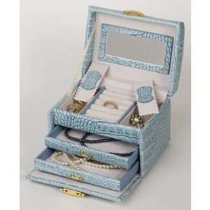  Croco Grain Calf Jewelry Box in Blue
