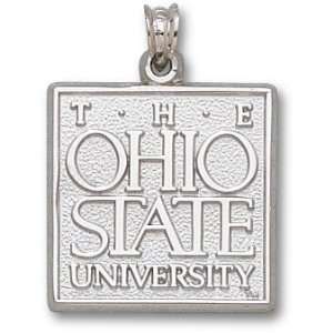 Ohio State 3/4in Square Pendant Sterling Silver