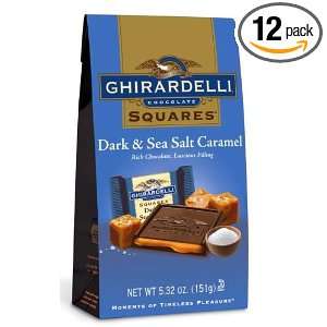 Ghirardelli Dark and Caramel Sea Salt Chocolate Squares Bag, 5.32 