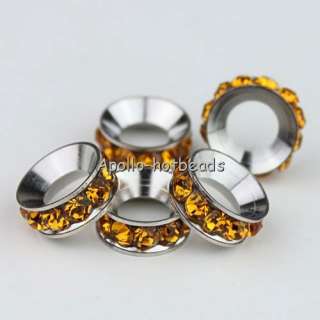 WHOLESALE LOTS CRYSTAL EUROPEAN BIG HOLE CHARM BEADS FINDINGS FIT 