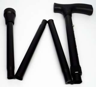 Black Aluminum Metal Walking Stick Adjustable Folding Collapsible 