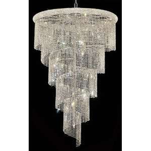 Spiral Design 29 Light 96 Chrome or Gold Chandelier with European or 