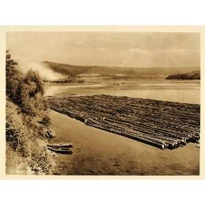  1932 Floating Timber Wood Logs Lake Heddal Norway 