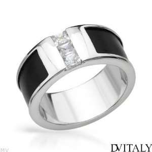  DV ITALY Sterling Silver 0.8 CTW Cubic Zirconia Mens Ring 