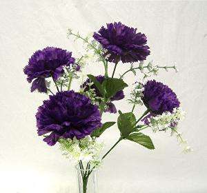 60 PURPLE Carnation Silk Wedding Bouquet Flowers  