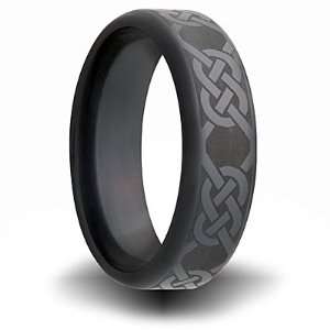  7mm Black Zirconium Ring with Knot Design Jewelry