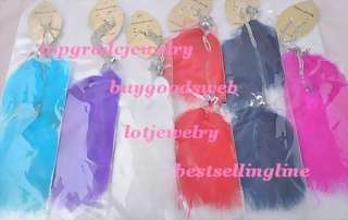 wholesale 12pairs dangle crystal feather earrings FE092  