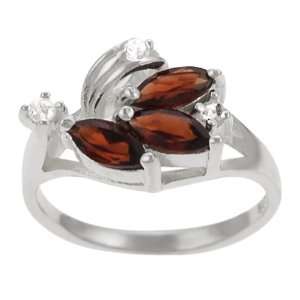 Sterling Silver Unique Garnet Ring: Jewelry