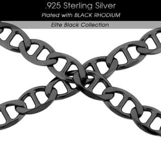 New Mens BLACK .925 Sterling Silver Mariner Chain  