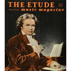  1947 Cover The Etude Music Magazine Composer Feather   Original 
