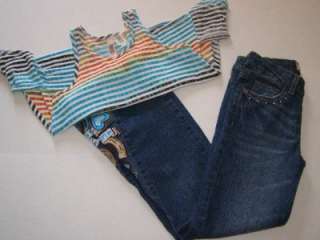 Route 66 Girls Outfit Size 7/8 Jeans Shirt Top Horse Flare  