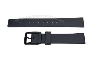 16mm 18mm Smooth Soft Black Rubber Watch Band Strap  