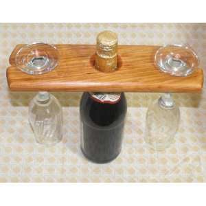  Cherry Wine Bottle & 2 Glass Rack: Kitchen & Dining