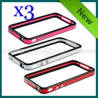 3PCS White/Pink/Red Bumper Cover Frame Metal Buttons for Apple iPhone 