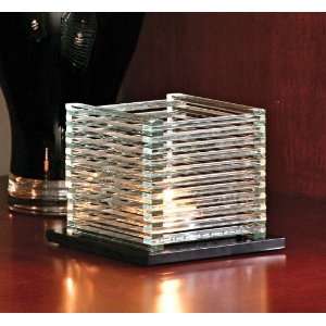  Lucy 4H Tealight Holder with Glass Design in Black Base 