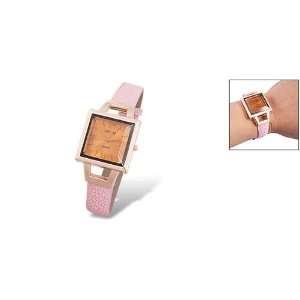   Dial Pink Band Roman Number Scale Quartz Watch