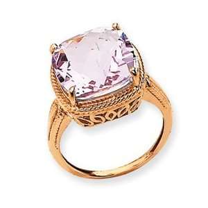 14K Rose Gold Pink Quartz Ring: Jewelry