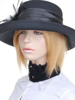HJ1876 Gorgeous Black 100% Wool Winter Ladies Derby Hat Vintage Hat 