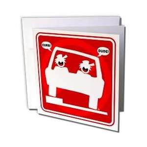   SHOT DUDES red sign 2   Greeting Cards 6 Greeting Cards with envelopes