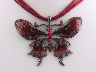 Siam Color Butterfly Pendant Necklace Earring Set s0332  