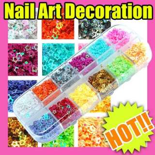 12 practical nail art hollow star decoration tips S136  