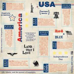  All American Words Scrapbook Paper 