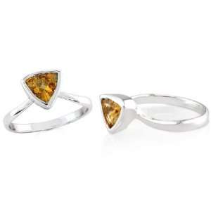  Trillion Cut Citrine Solitaire Ring Sterling Silver 