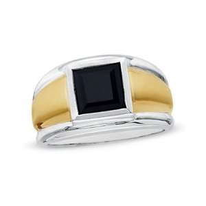  Gordons Jewelers Mens Square Onyx Ring in 14K Gold and 