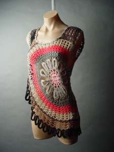   60s 70s Vtg y Indie Boho Bohemian Beach Cover Up Top fp Layer L  