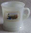 avon milk glass shaving mug cup vintage steam engine train