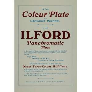 1911 Ad Ilford Panchromatic Plate Color Printing London 