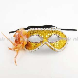 Mardi Gras Floral Masquerade Mask Strap Yellow E1FAS7  