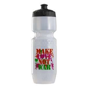   Bottle Clear Blk Make Love Not War Peace Symbol Sign 