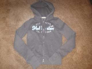 Juniors Girls Hollister grey zip up hoodie jacket size MEDIUM  