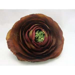  Large Chocolate Brown Ranunculus Hair Flower Clip Beauty