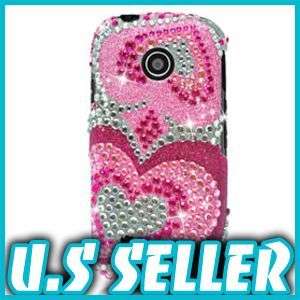 PINK HEART BLING HARD CASE FOR LG COSMOS TOUCH VN270 PROTECTOR SNAP ON 