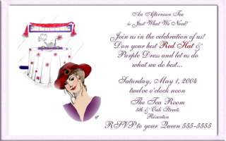 Personalized Red Hat Tea Party Invitations for Society  