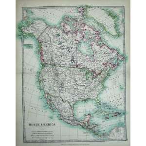   Johnston Atlas 1905 Map North America Cuba Gulf Mexico: Home & Kitchen