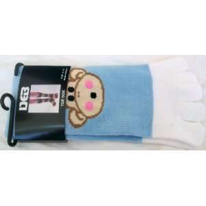   Girl Size 6 10, Blue White Monkey Design Toe Socks: Everything Else
